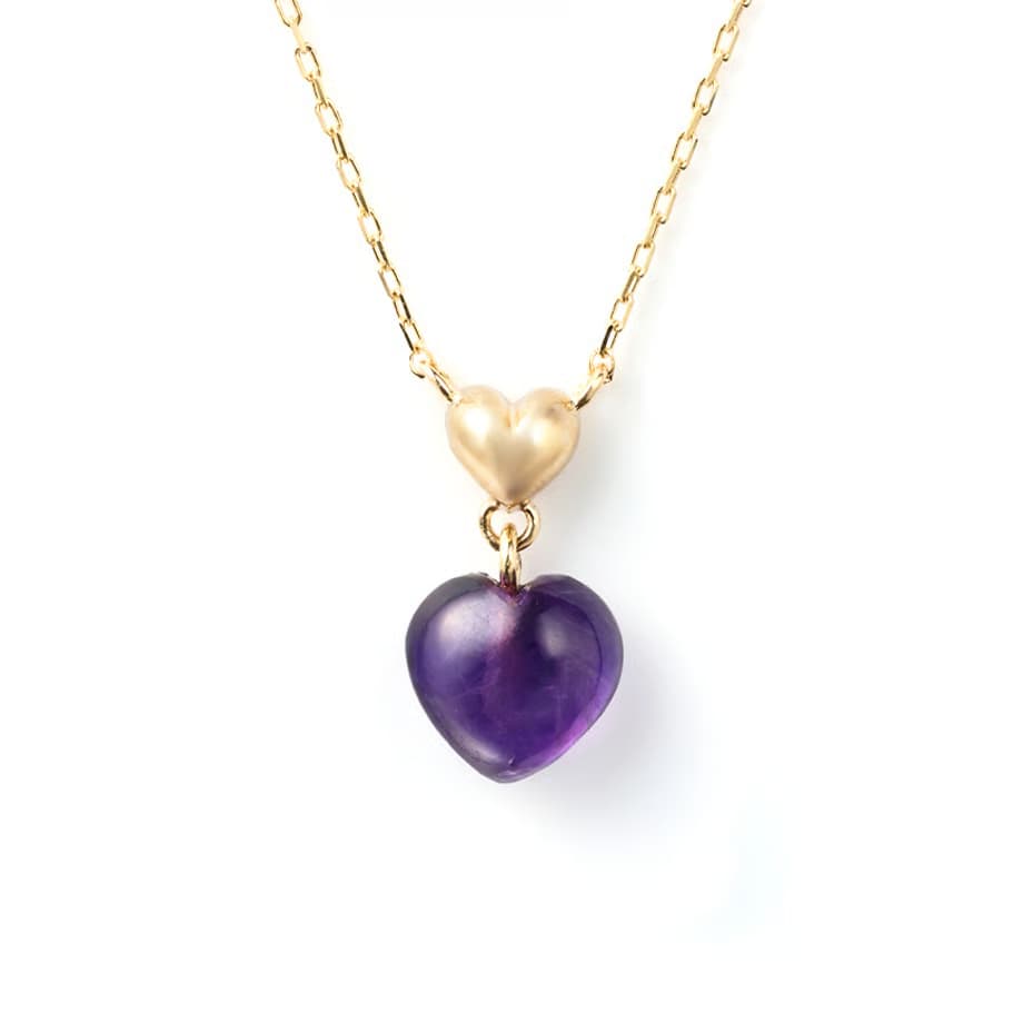 "MyHeart”（ マイハート）Heart Flutter Amethyst Necklace ハートフルッタ アメシスト ネックレス・ピアス K10YG