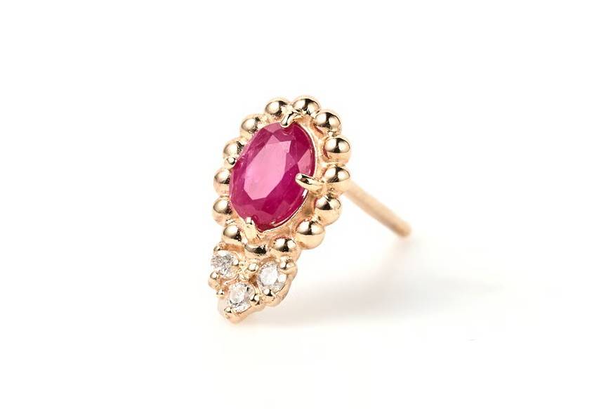 Ruby Pierced earrings K10YG