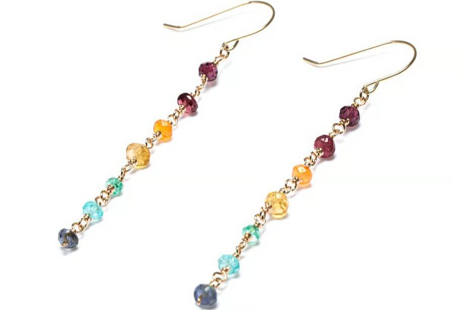 Rainbow Stones Pierced earrings
