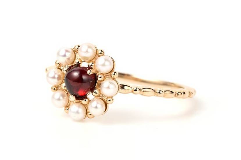 Heart Garnet Ring K10YG